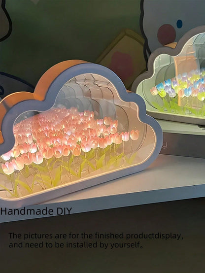 ضوء ليلي بزهرة التوليب مصنوع يدويًا كهدية إبداعية