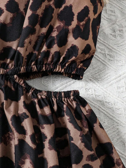 فستان كاجوال للفتاة المراهقة بحمالات إسباجيتي وبطبعة نمر مجوفة