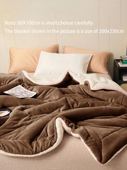 بطانية ناعمة وسميكة من الفليس بلون قهوة داكن ومحلب