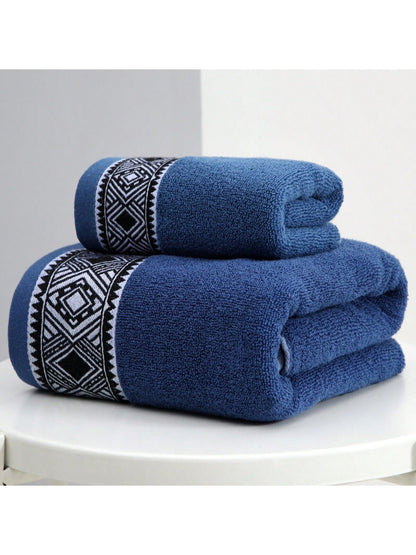 منشفة واحدة/منشفة حمام 1 واحد و2 قطع مجموعة (منشفة حمام   منشفة وجه) طراز معيني سميك