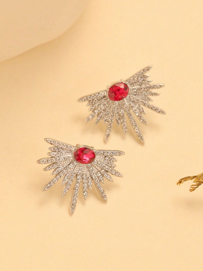 زوج أقراط مرصعة بالراين على شكل أجنحة لامعة للنساء