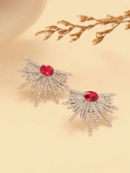 زوج أقراط مرصعة بالراين على شكل أجنحة لامعة للنساء