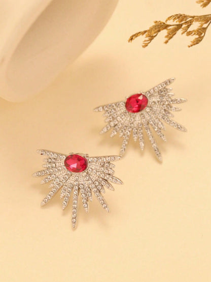 زوج أقراط مرصعة بالراين على شكل أجنحة لامعة للنساء