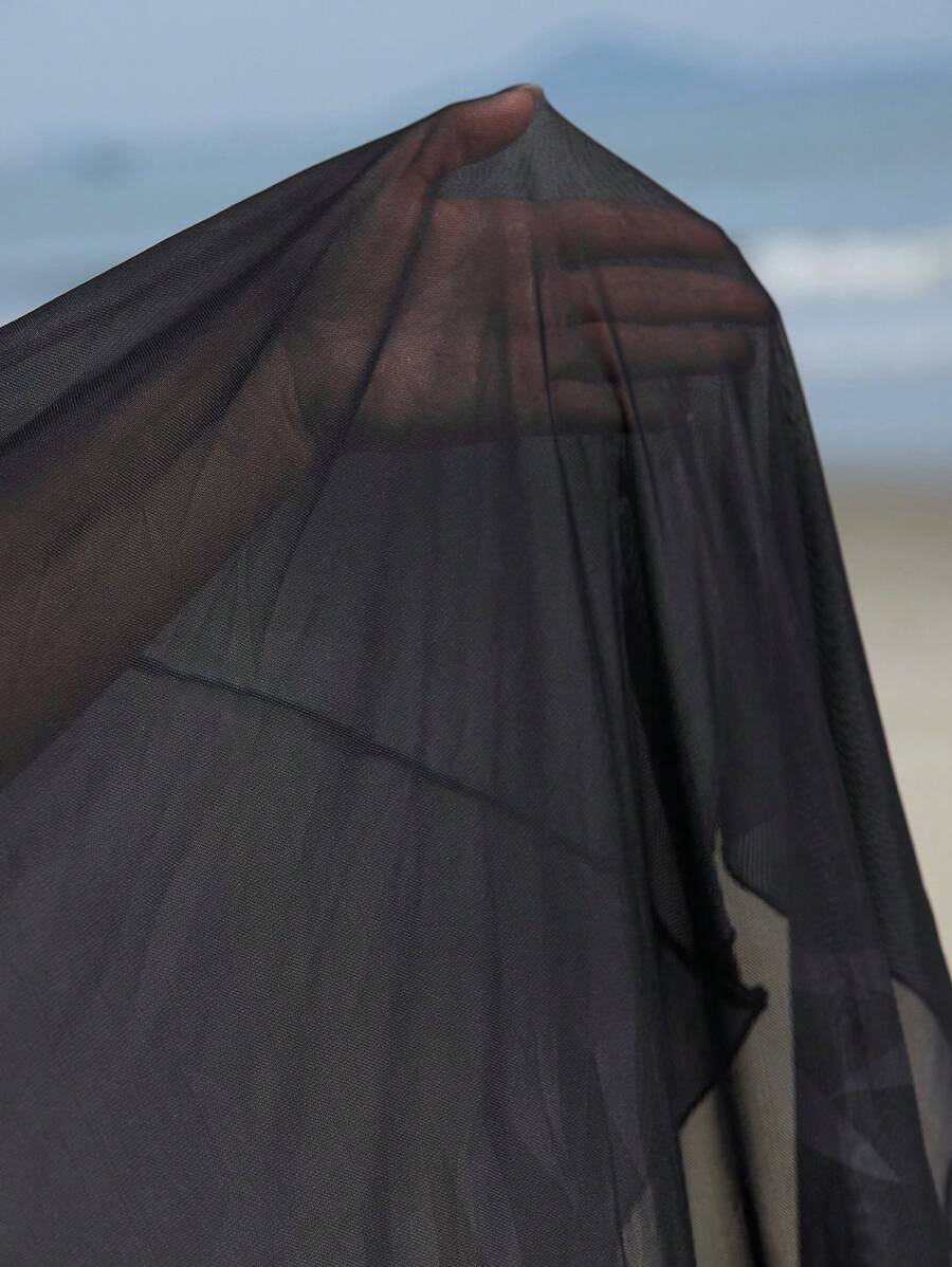 غطاء شاطئ طويل إضافي بطبعات نباتية للمقاسات الكبيرة للصيف