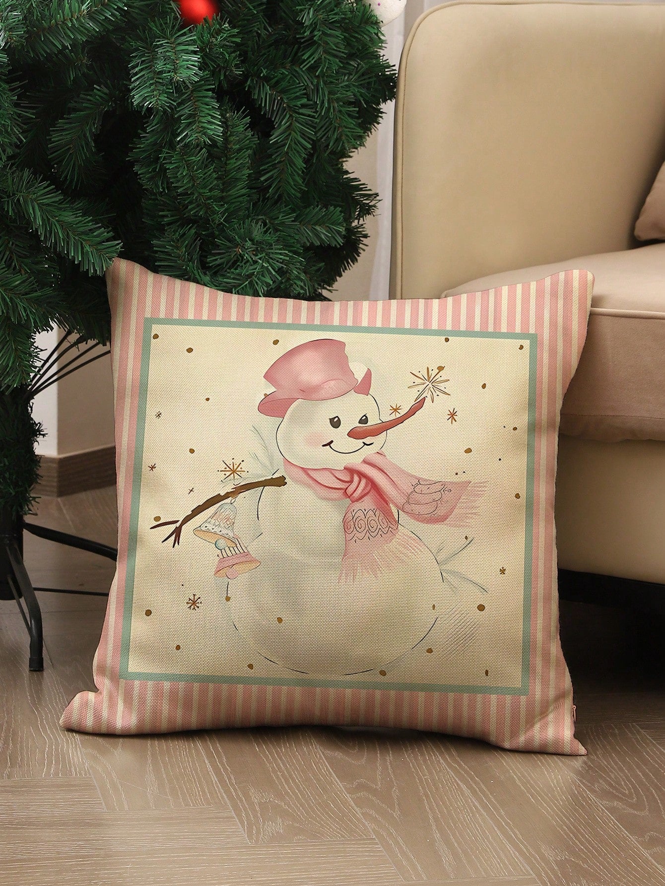 غطاء وسادة وردي للكريسماس