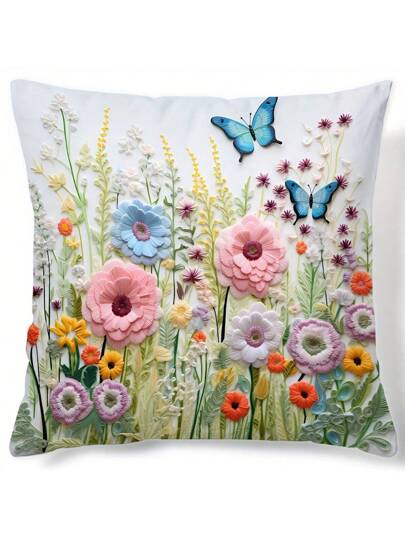 كيس وسادة مطبوع بطبعة زهرية عصفور من البوليستر قطعة واحدة