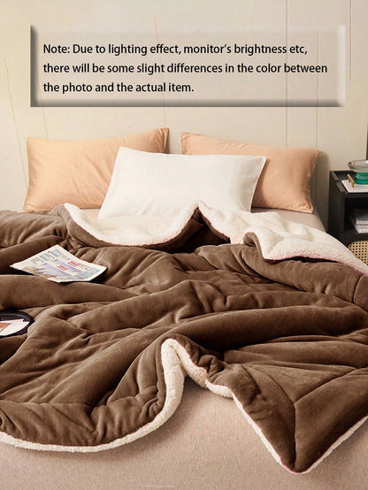 بطانية ناعمة وسميكة من الفليس بلون قهوة داكن ومحلب