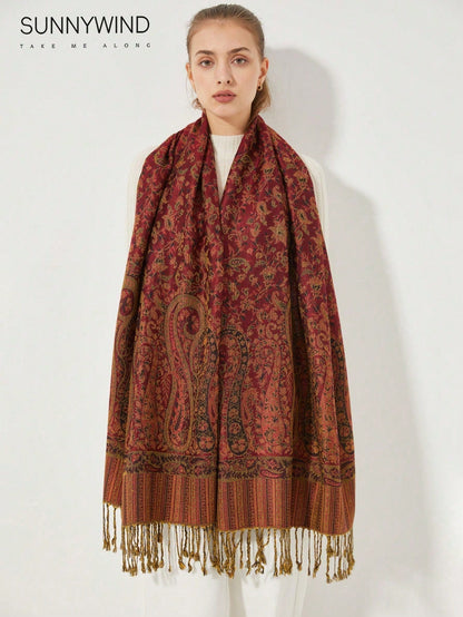 قطعة واحدة من الوشاح الجاكار بطبعة الباييز للشتاء والخريف