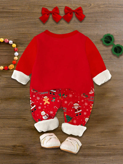 طقم سترة متصلة عادية للفتيات في عيد الميلاد