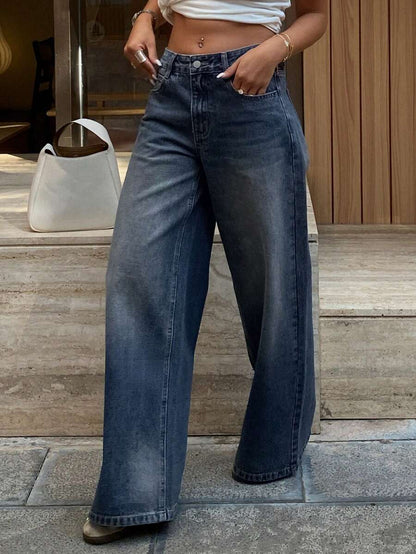 سراويل جينز نسائية ذات خصر منخفض وجيوب أمامية