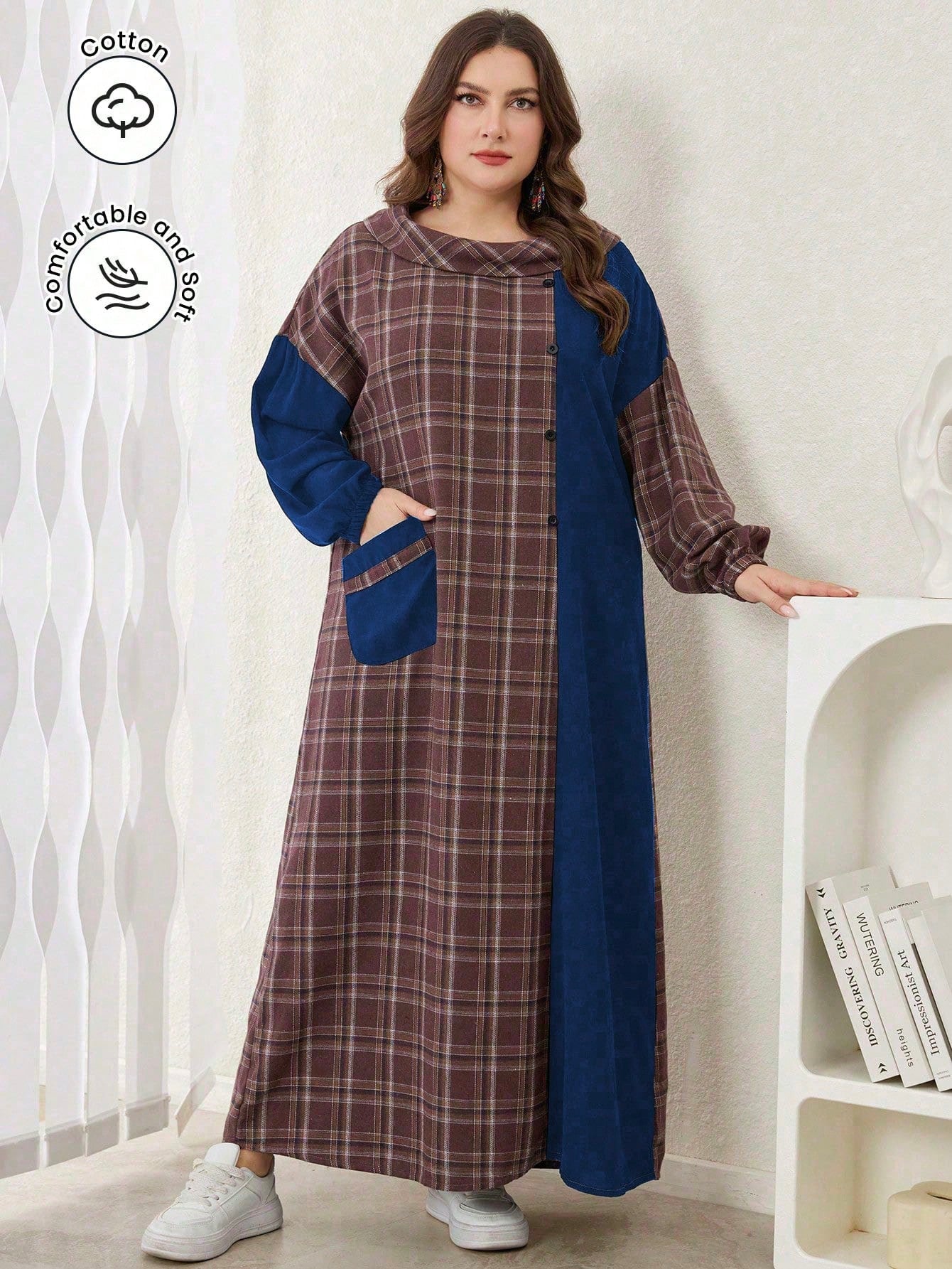 فستان كبير الحجم للسيدات بطراز عربي كاجوال