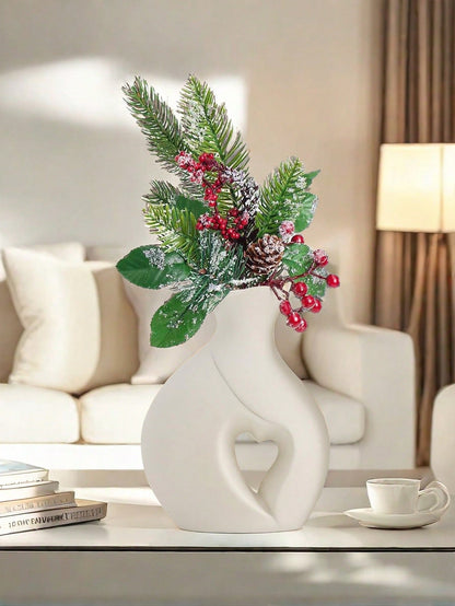 مجموعة قوارير من السيراميك الأبيض 2 قطعة لديكور