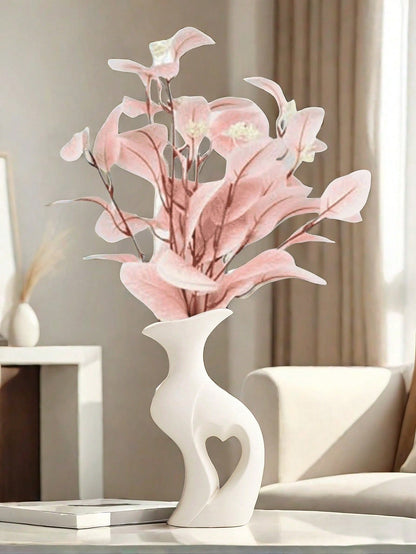 مجموعة قوارير من السيراميك الأبيض 2 قطعة لديكور