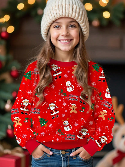 بلوزة كاجوال للبنات المراهقات مزينة برسوم كرتونية لسانتا كلوز
