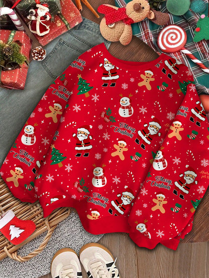 بلوزة كاجوال للبنات المراهقات مزينة برسوم كرتونية لسانتا كلوز