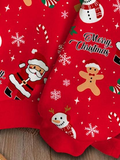 بلوزة كاجوال للبنات المراهقات مزينة برسوم كرتونية لسانتا كلوز