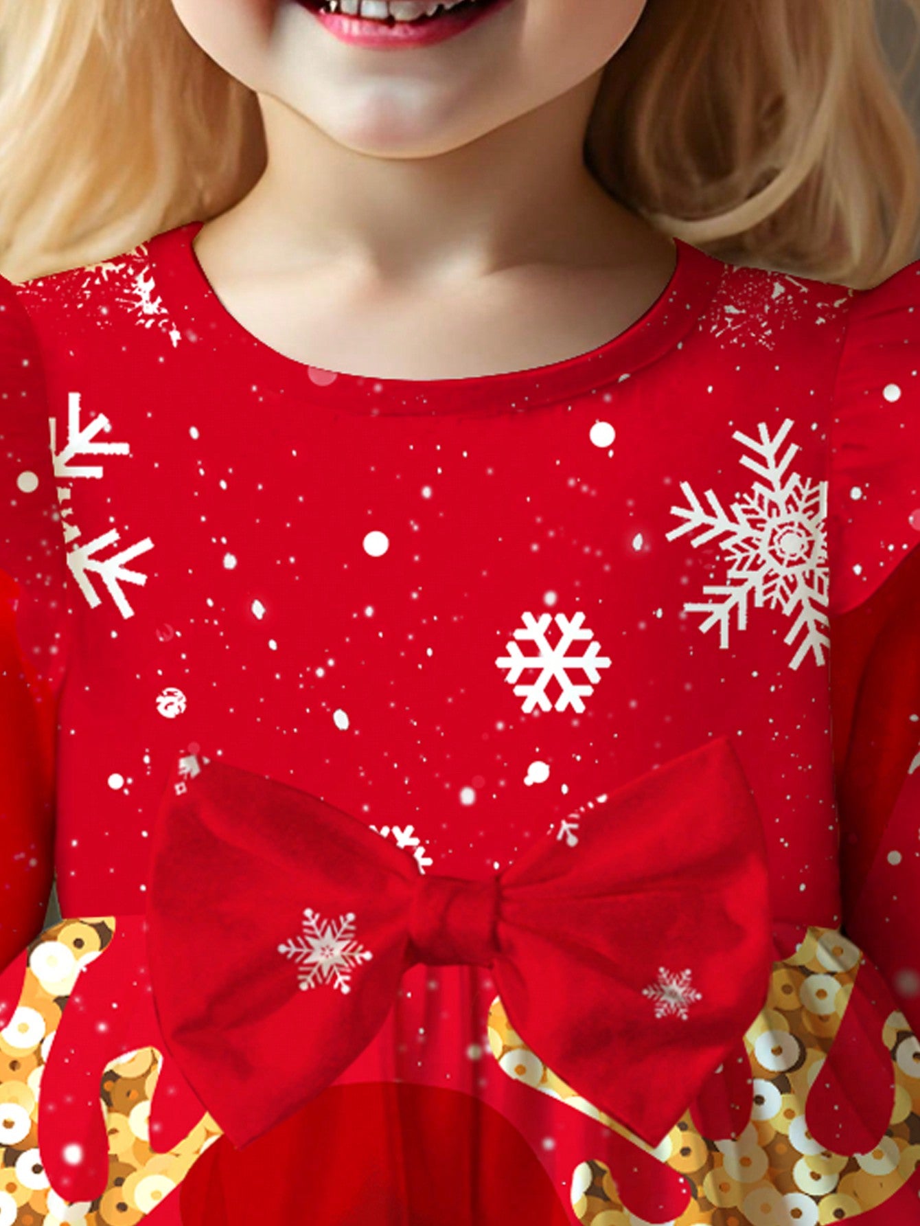 فستان طويل الأكمام بطبعات كرتونية جميلة رسومات أيل الميلاد