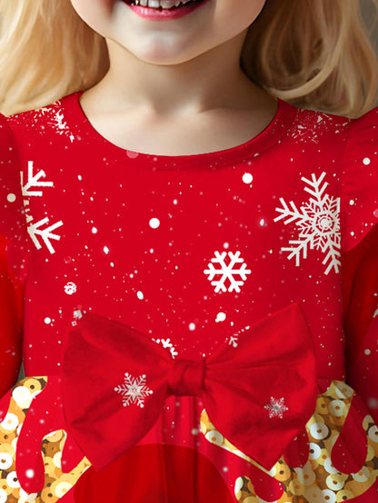 فستان طويل الأكمام بطبعات كرتونية جميلة رسومات أيل الميلاد