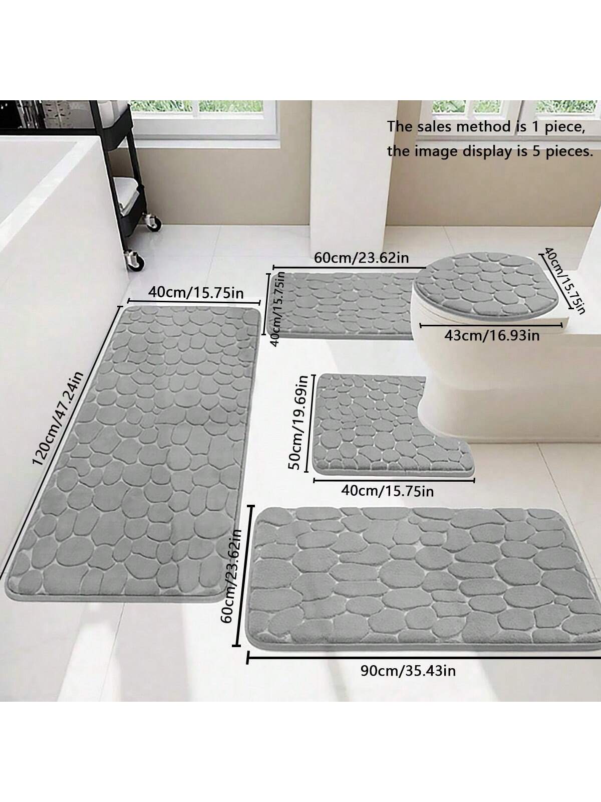 حصيرة أرضية مخملية بنمط الصخور الرمادية لامعة