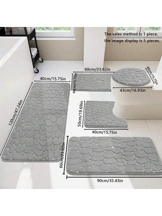 حصيرة أرضية مخملية بنمط الصخور الرمادية لامعة