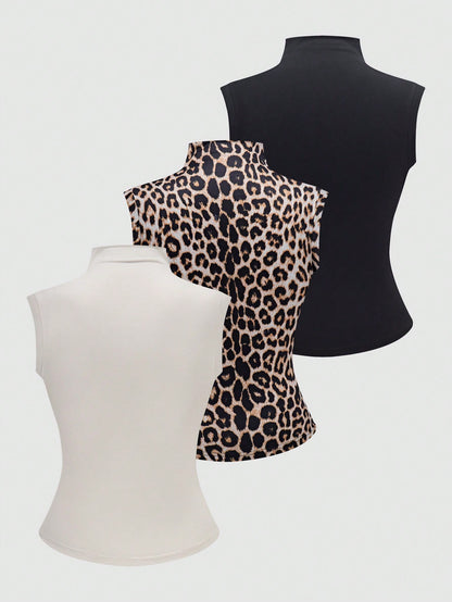 ملابس علوية ملابس علوية رياضية أنيقة بلا أكمام ذات رقبة عالية