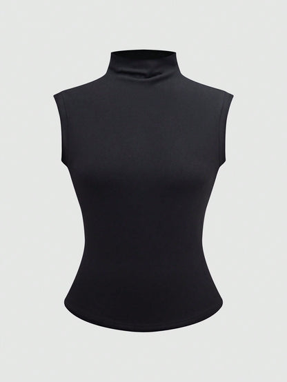 ملابس علوية ملابس علوية رياضية أنيقة بلا أكمام ذات رقبة عالية