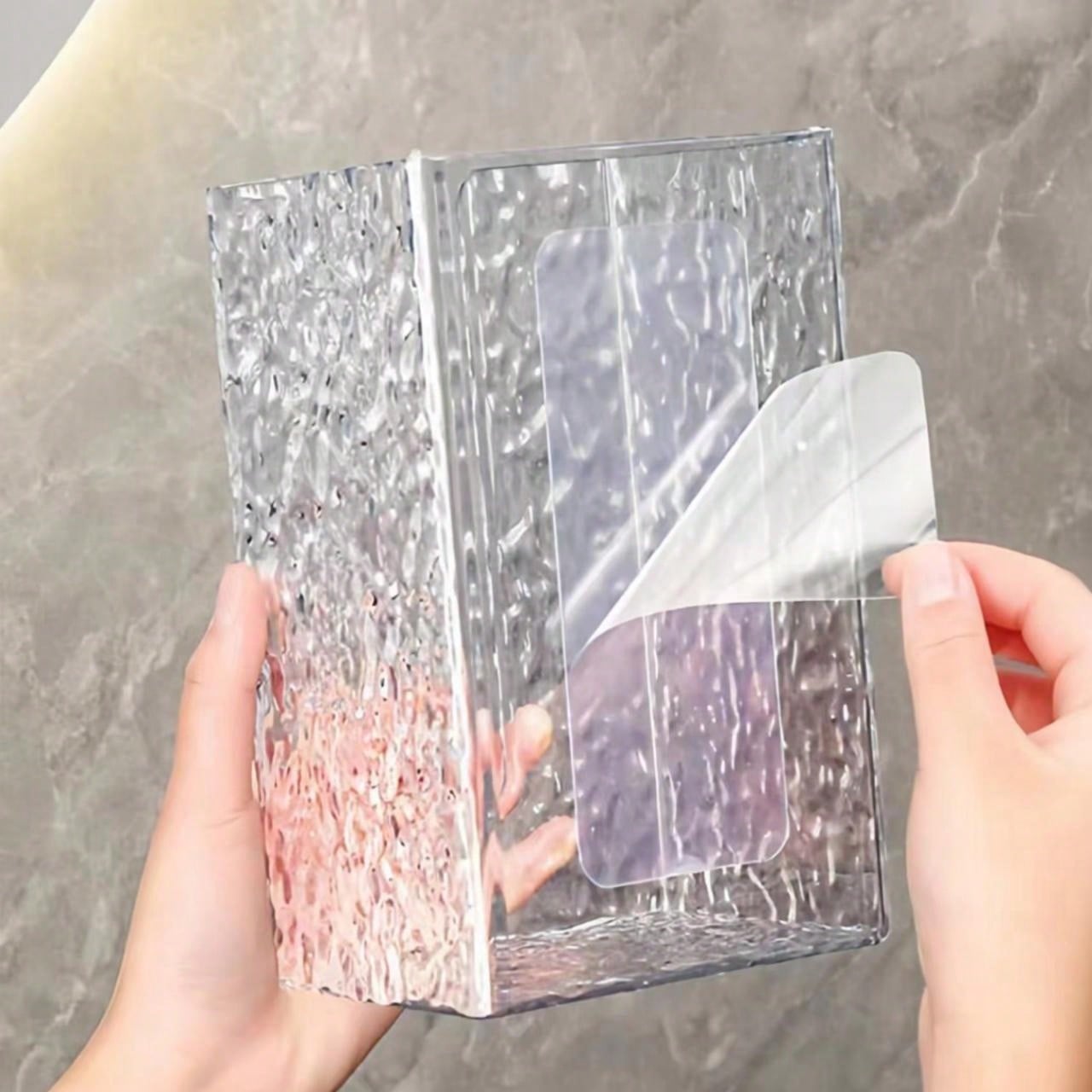 دلو تخزين ورق التواليت المعلق على الحائط للمناديل الورقية الوجه، صندوق تخزين مناديل الحمام والمطبخ واضح ذو فتحة كبيرة