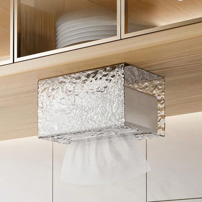 دلو تخزين ورق التواليت المعلق على الحائط للمناديل الورقية الوجه، صندوق تخزين مناديل الحمام والمطبخ واضح ذو فتحة كبيرة