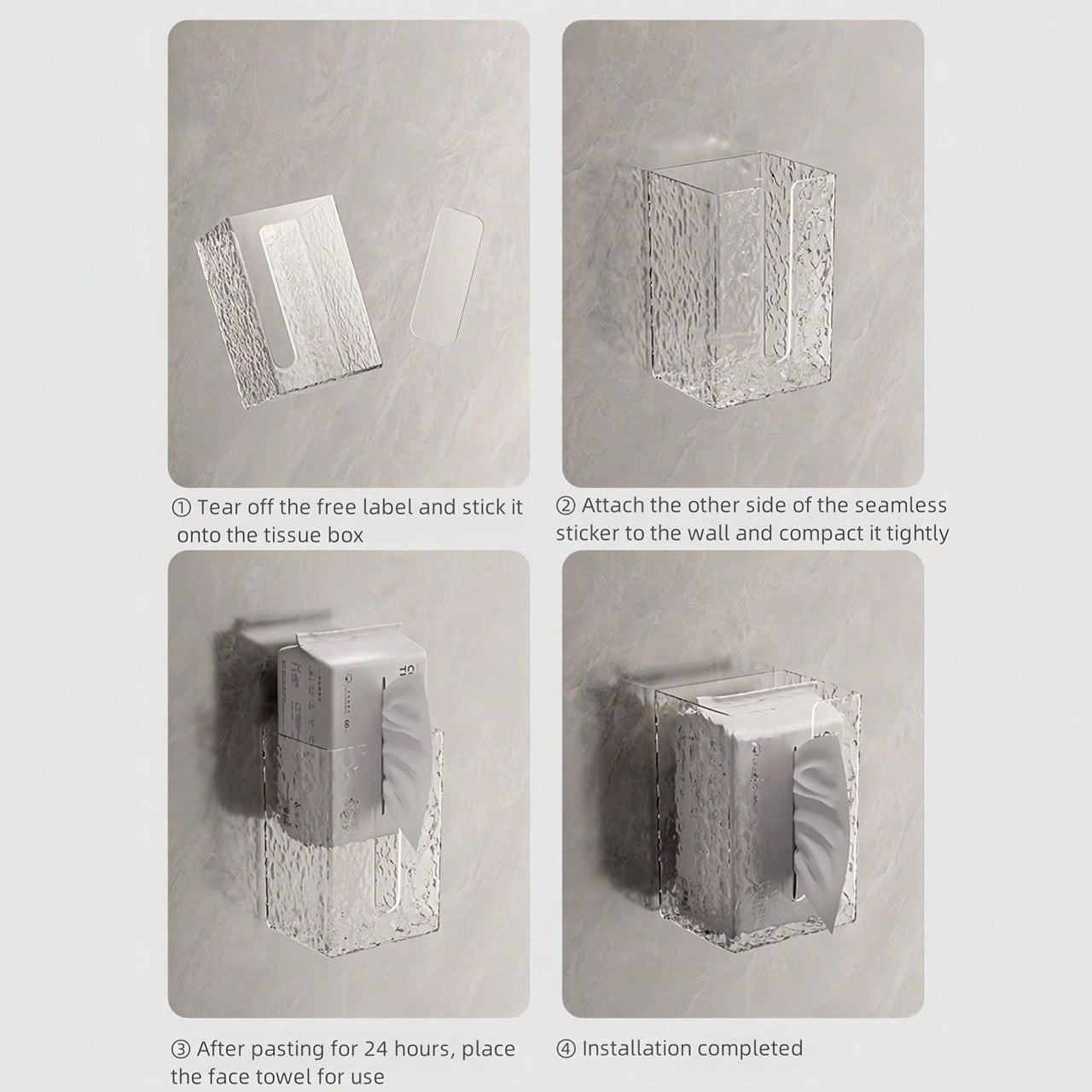 دلو تخزين ورق التواليت المعلق على الحائط للمناديل الورقية الوجه، صندوق تخزين مناديل الحمام والمطبخ واضح ذو فتحة كبيرة