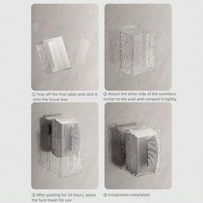 دلو تخزين ورق التواليت المعلق على الحائط للمناديل الورقية الوجه، صندوق تخزين مناديل الحمام والمطبخ واضح ذو فتحة كبيرة