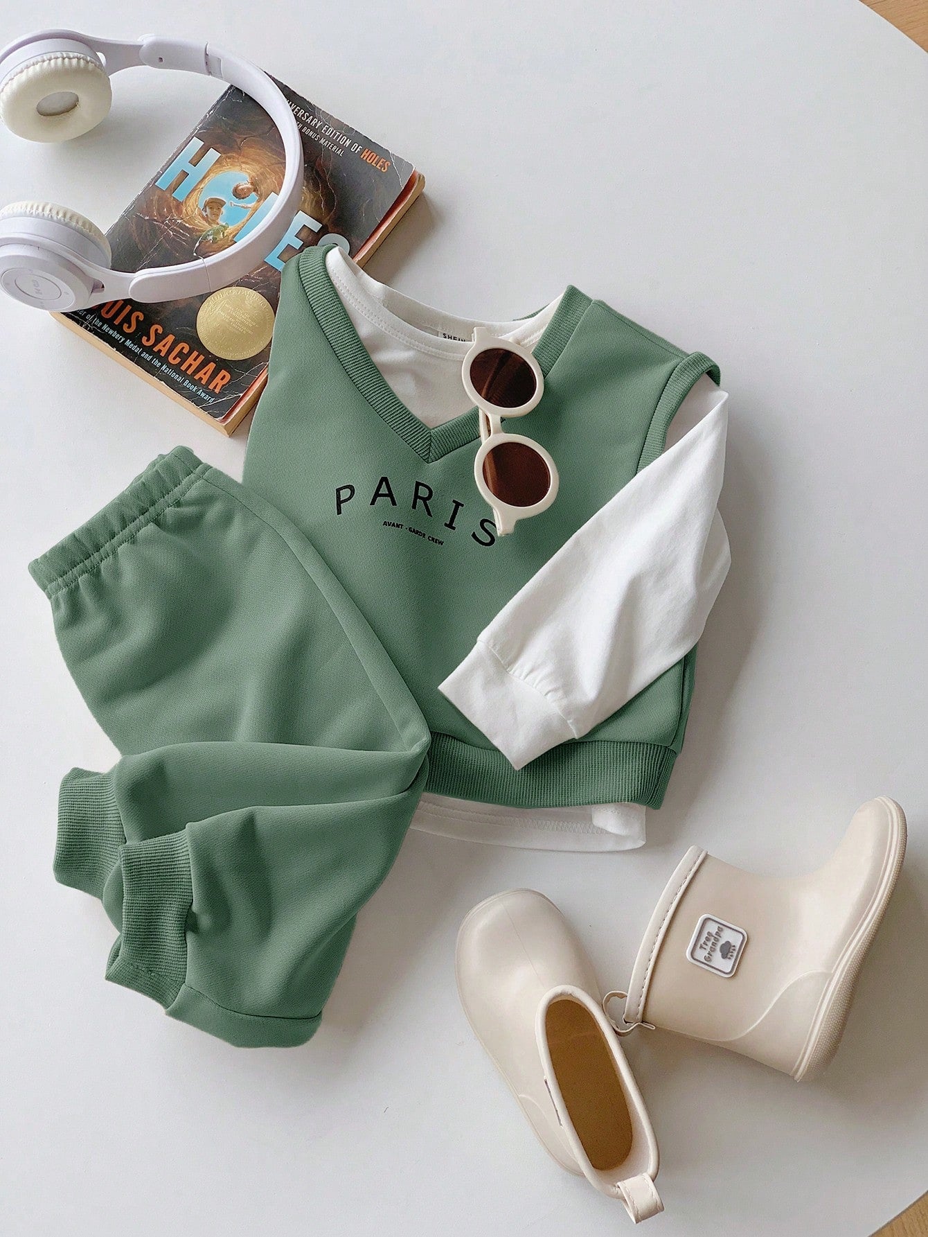 طقم من 3 قطع بطباعة حروف لطفل/ طفلة