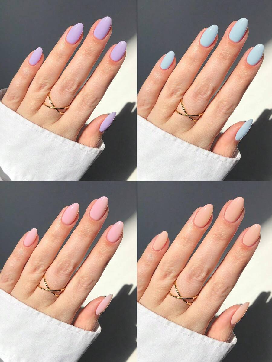 صندوق (4 ألوان مختلطة) لسليم مكرون لامع قصير بشكل بيضاوي