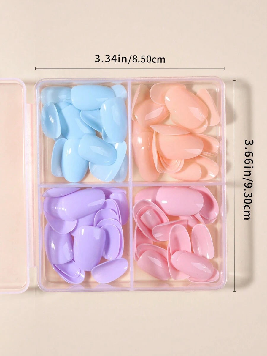 صندوق (4 ألوان مختلطة) لسليم مكرون لامع قصير بشكل بيضاوي