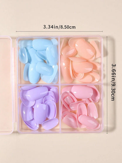 صندوق (4 ألوان مختلطة) لسليم مكرون لامع قصير بشكل بيضاوي