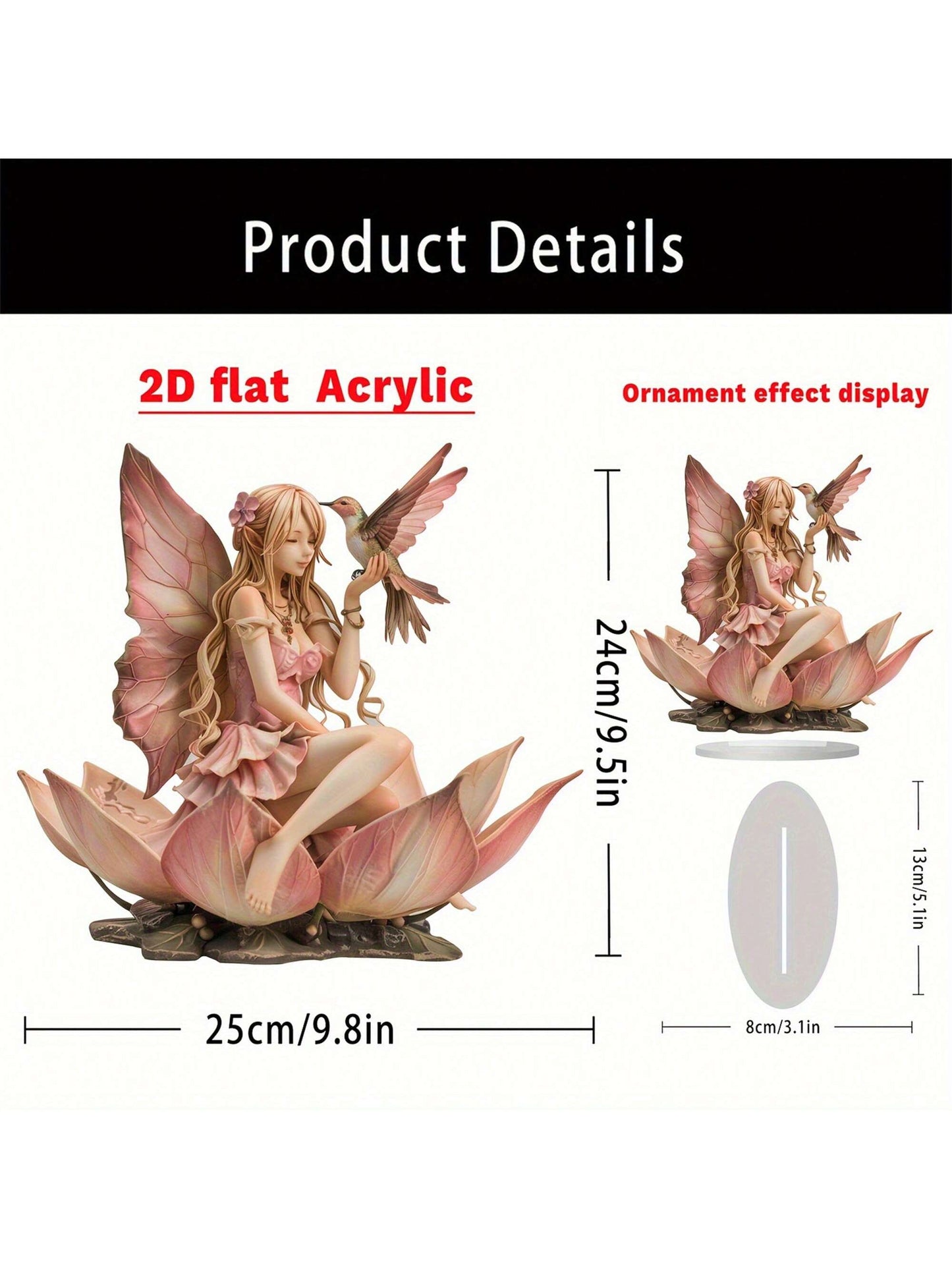 قطعة واحدة تمثال أكريليك متميز على شكل بنت جميلة جالسة على زهرة اللوتس