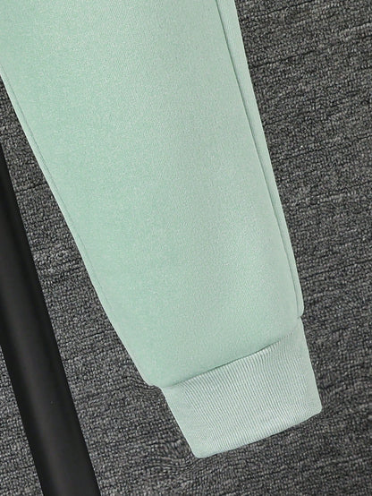 طقم ملابس من قطعتين هوديي بياقة فرائية وبنطلون رياضي للأولاد المراهقين