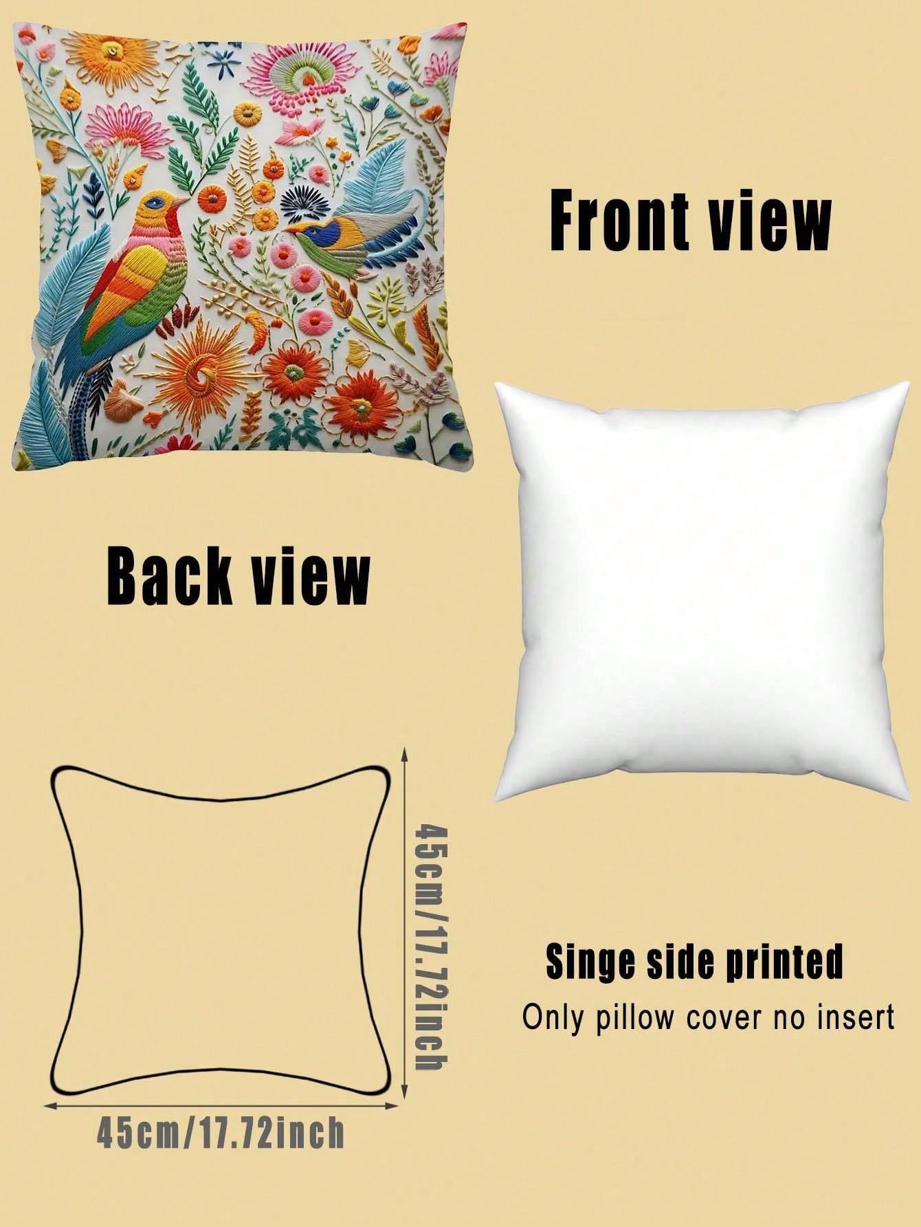 كيس وسادة مطبوع بطبعة زهرية عصفور