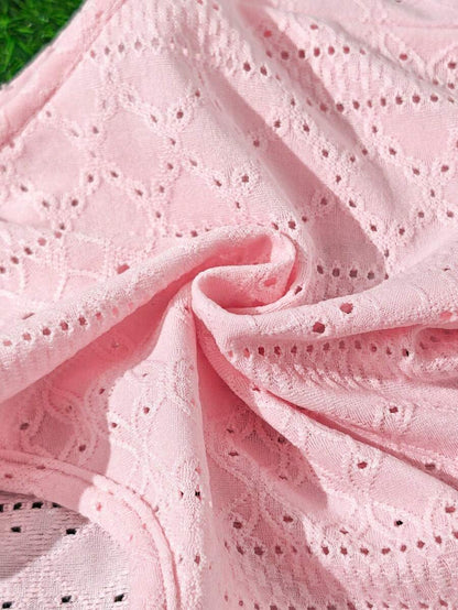 طقم مكون من 3 قطع للفتيات الصغيرات: توب كامسول بأشكال هندسية بلون واحد