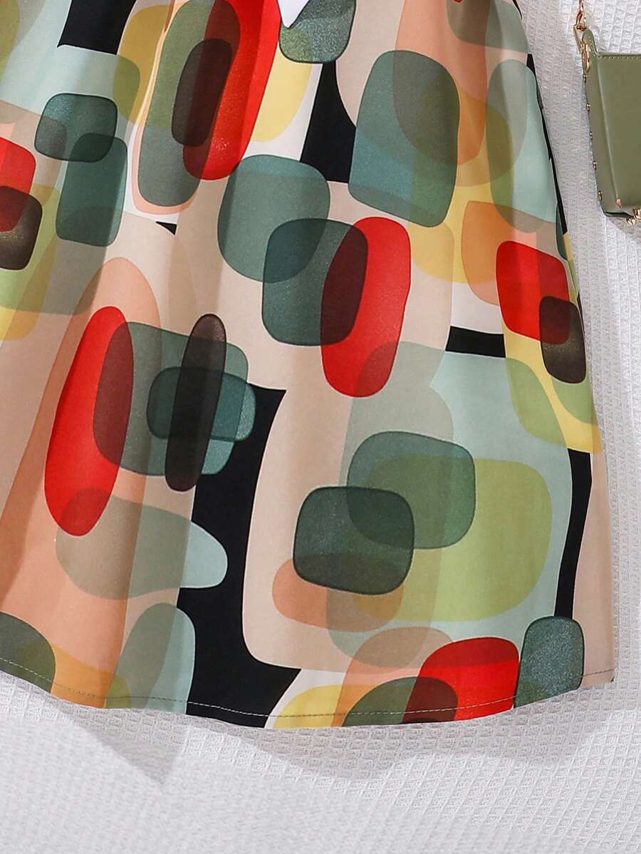 فستان مطبوع بأكمام قصيرة للبنات