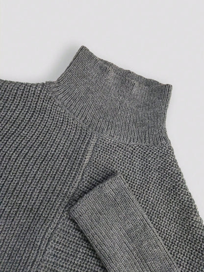 طقم كنزة صوفية واسعة بياقة رقبة صغيرة وبنطال قطعتين للنساء