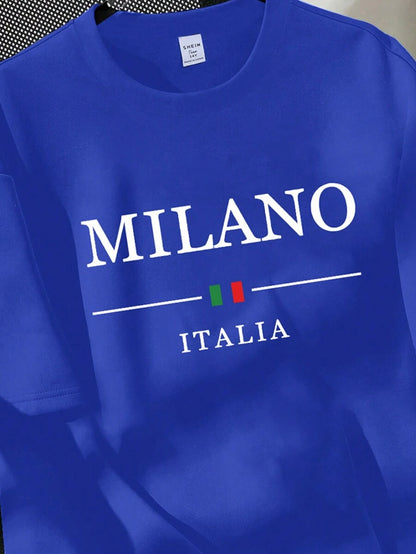 تي شيرت كاجوال بأكمام قصيرة لطباعة الحرف للمراهق