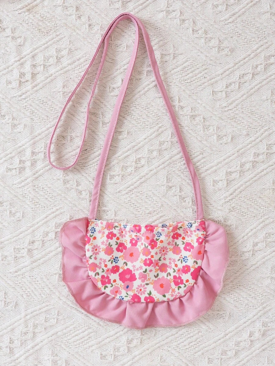 فستان الفتيات مزين بالحواف والطبعات الأزهار