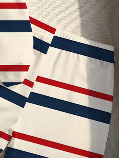 طقم قصير الأكمام مكون من تيشرت وشورت كاجوال