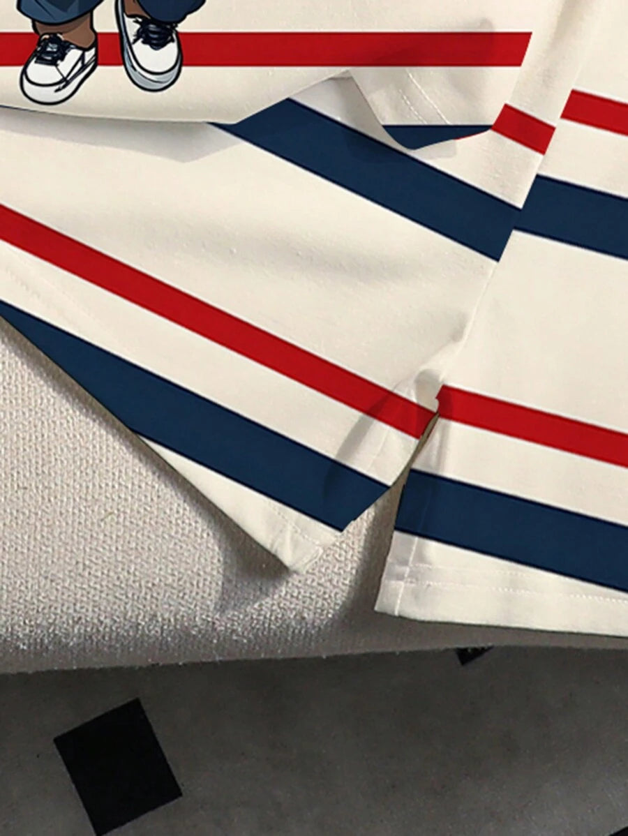 طقم قصير الأكمام مكون من تيشرت وشورت كاجوال