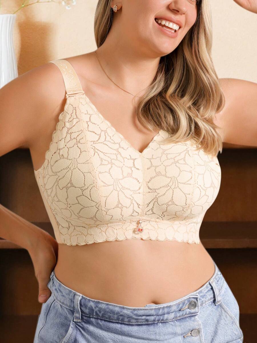 بيكيني نسائي رومانسي من الدانتيل الفرنسي بحجم كبير