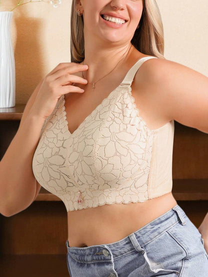 بيكيني نسائي رومانسي من الدانتيل الفرنسي بحجم كبير