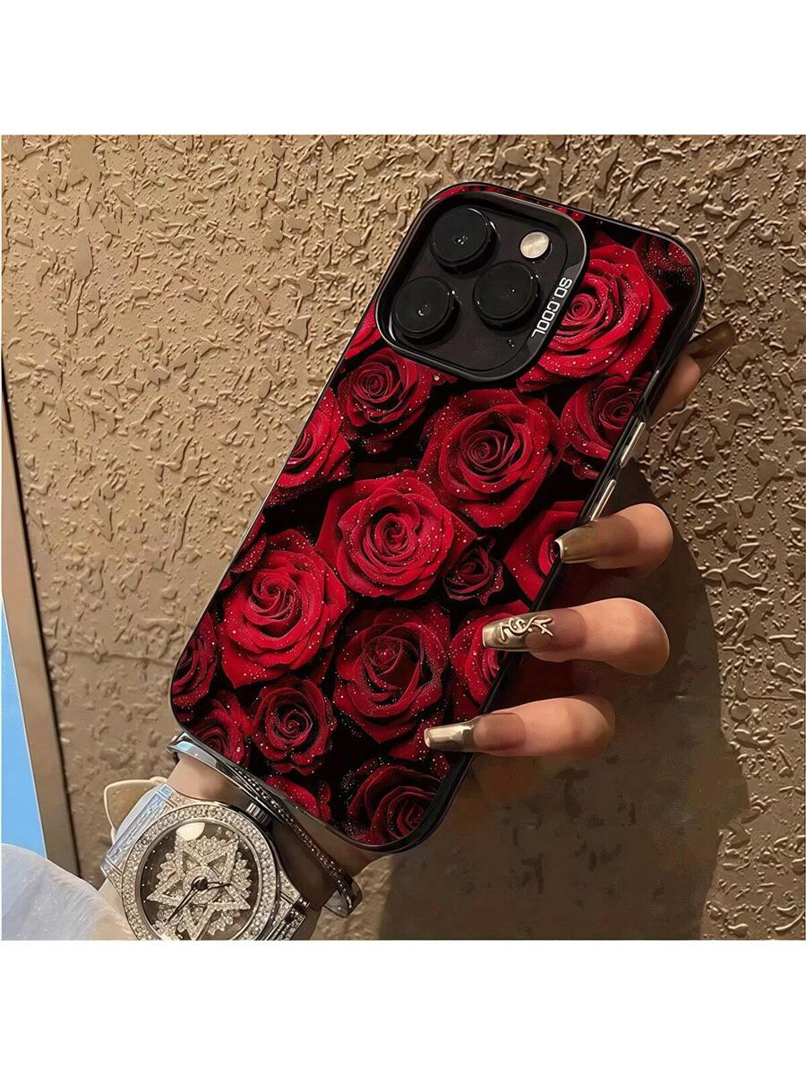 حافظة هاتف مع طبعة وردة حمراء