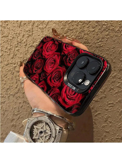 حافظة هاتف مع طبعة وردة حمراء