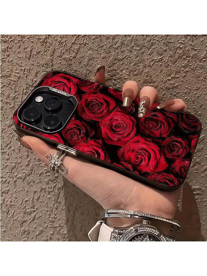 حافظة هاتف مع طبعة وردة حمراء