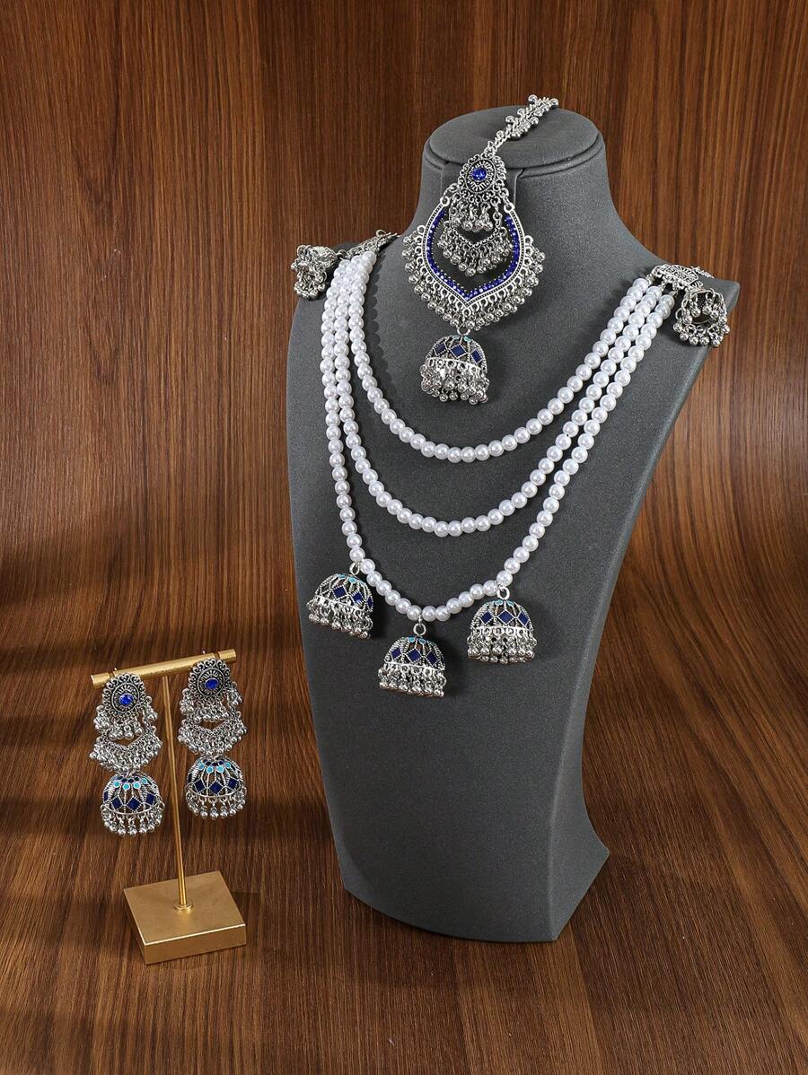 قلادة متعددة الطبقات من اللؤلؤ الفاخرة قطعة واحدة